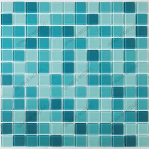 25×25 mm Aqua Green Random Mix Crystal Glass Mosaic Swimming Pool Tile