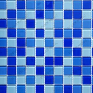 25×25 mm Dark Light Blue Mix Small Crystal Glass Tile for Swimming Pool
