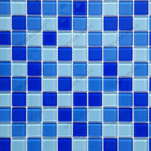 25x25 mm Dark Light Blue Mix Small Crystal Glass Tile for Swimming Pool