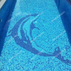 3D Dolphin Glass Mosaic Swimming Pool Mural Tile