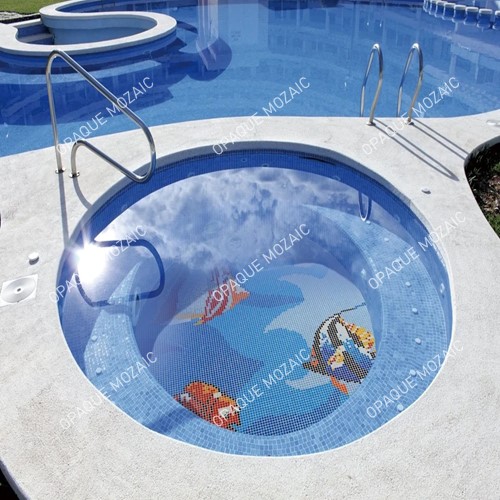 3D Fish Glass Mosaic Swimming Pool Mural Tile
