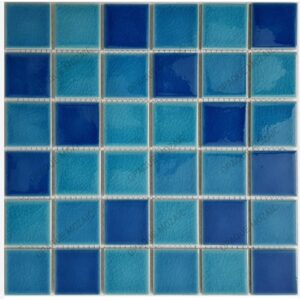 48×48 mm Blue Mix Porcelain Crackle  Mosaic Swimming Pool Tile