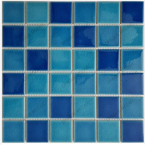 48x48 mm Blue Mix Porcelain Crackle Mosaic Swimming Pool Tile