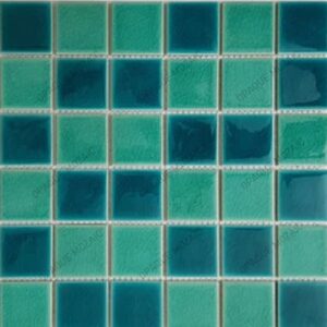 48×48 mm Green Blue Mix Porcelain Crackle Mosaic Swimming Pool Tile