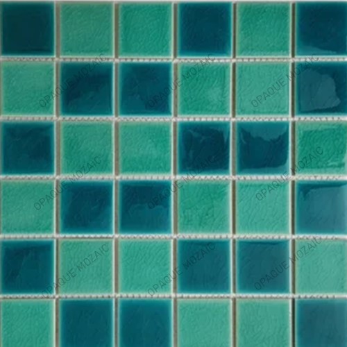 48x48 mm Green Blue Mix Porcelain Crackle Mosaic Swimming Pool Tile