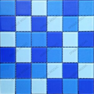 48×48 mm Light Dark Blue Random Mix Crystal Glass Mosaic Swimming Pool Tile