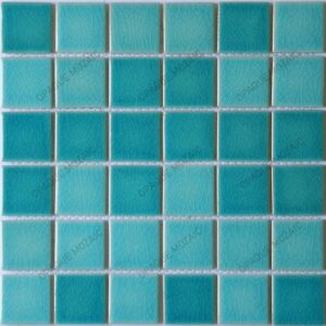 48×48 mm Light Dark Green Mix Crackle Porcelain Mosaic Swimming Pool Tile